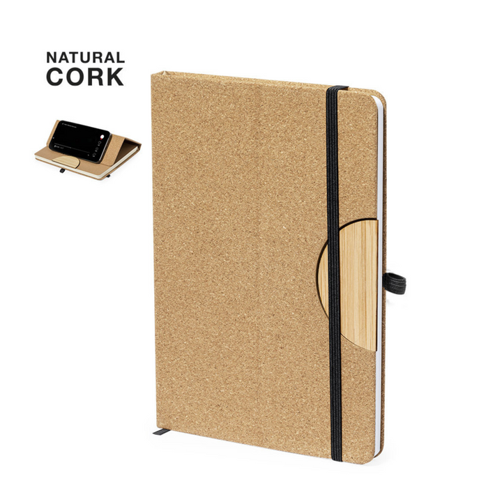 Notebook with smartphone holder, Cork
