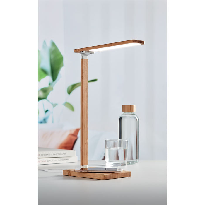 Foldable Bamboo Desk Lamp, Wireless Charging