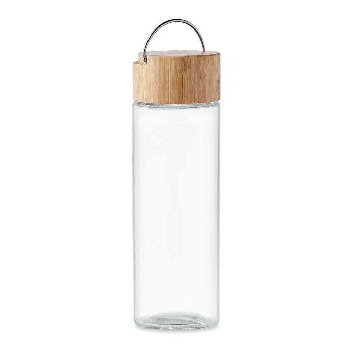 Glass Drinking Bottle, Bamboo Lid