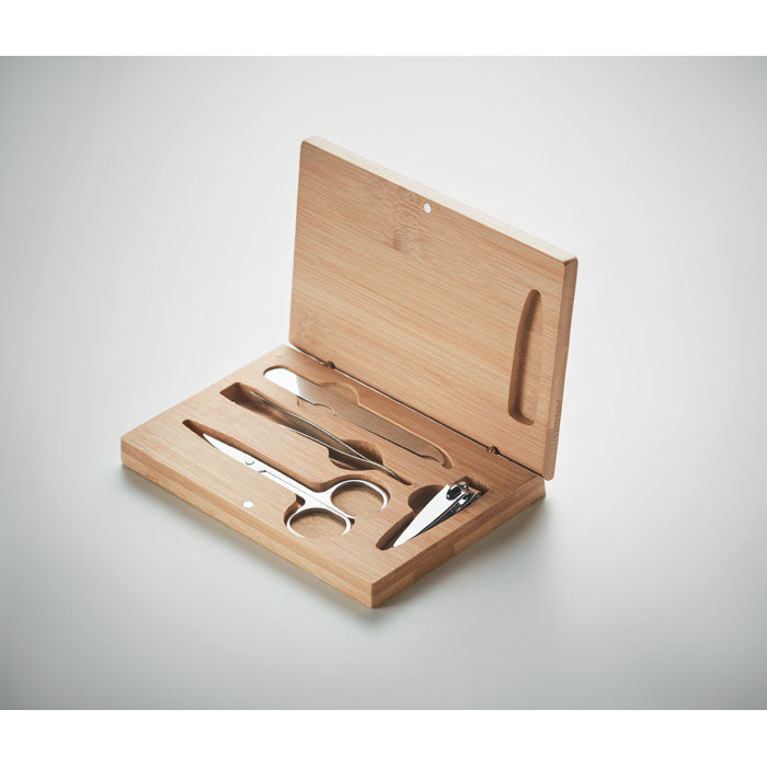 Manicure set in a bamboo case