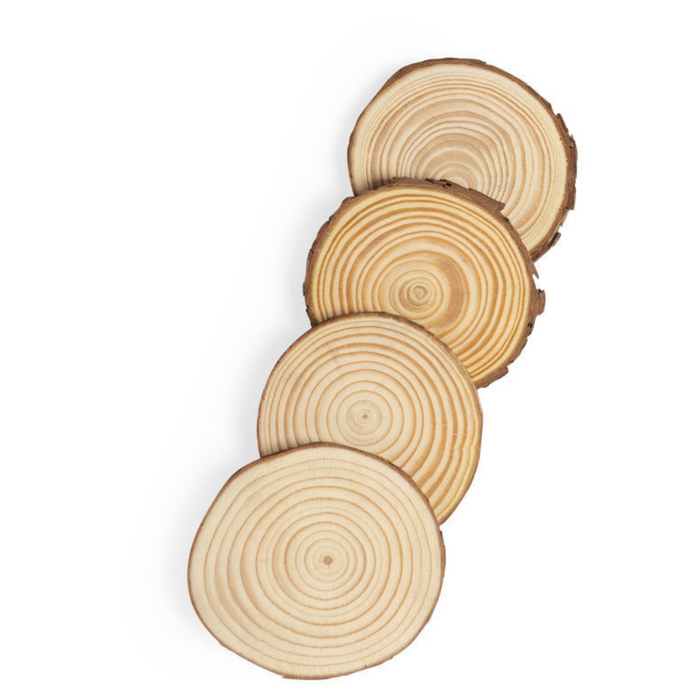 Coaster set in natural pine wood, 4 pieces