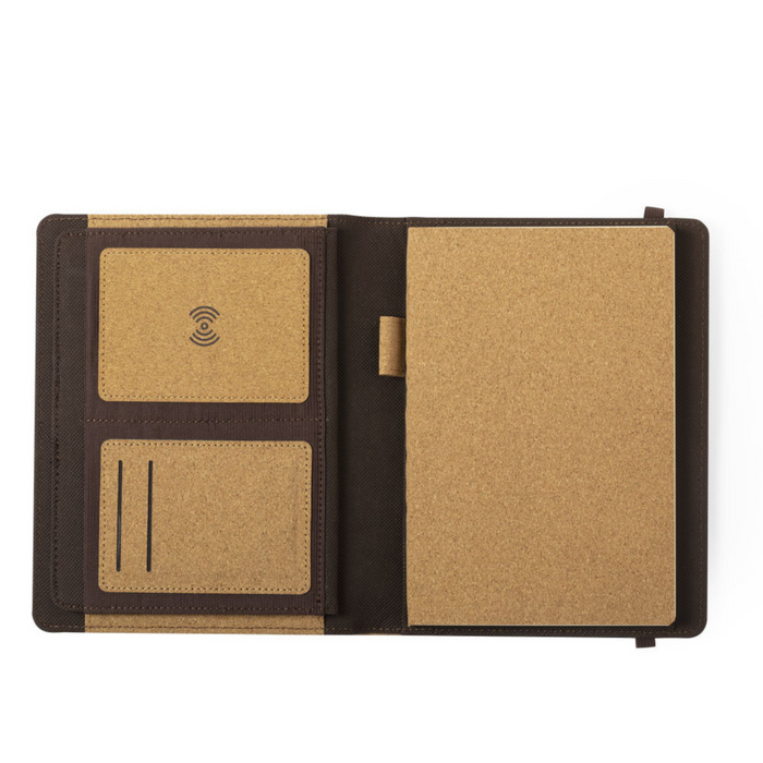 Notepad with integrated wireless charger, Cork