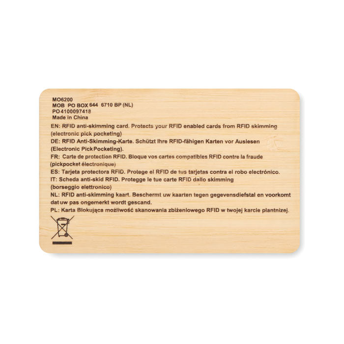 RFID-vastane kaitsekaart, bambusest ümbrises