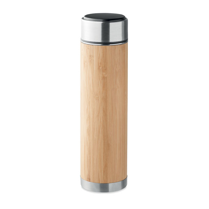 Vacuum Bottle, Bamboo, LED Touch Thermometer