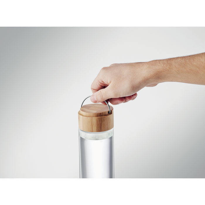 Glass Drinking Bottle, Bamboo Lid