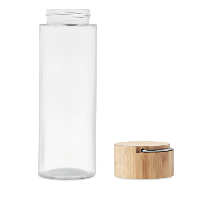 Glass Drinking Bottle, Bamboo Lid