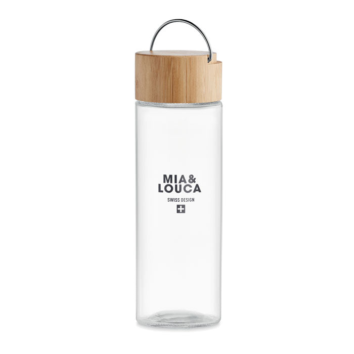 Glass Drinking Bottle, Bamboo Lid