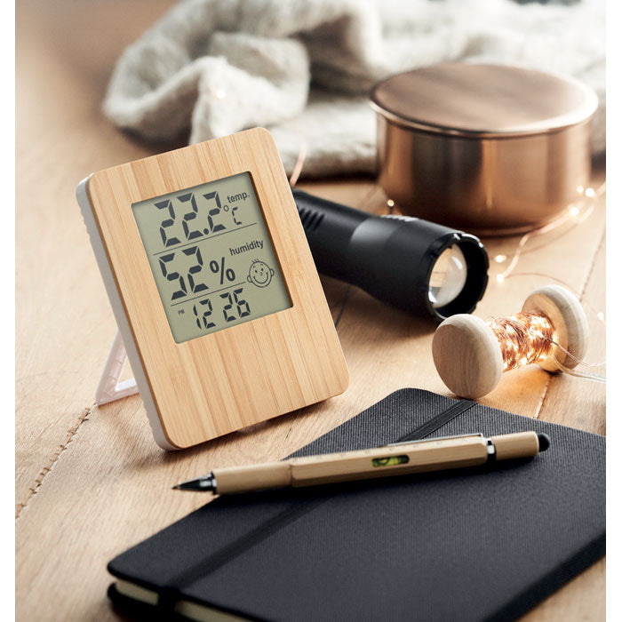 Multi-functional thermometer, with bamboo front