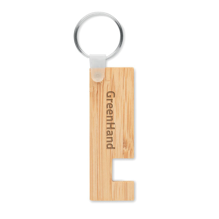 Bamboo Key Ring with Phone Stand
