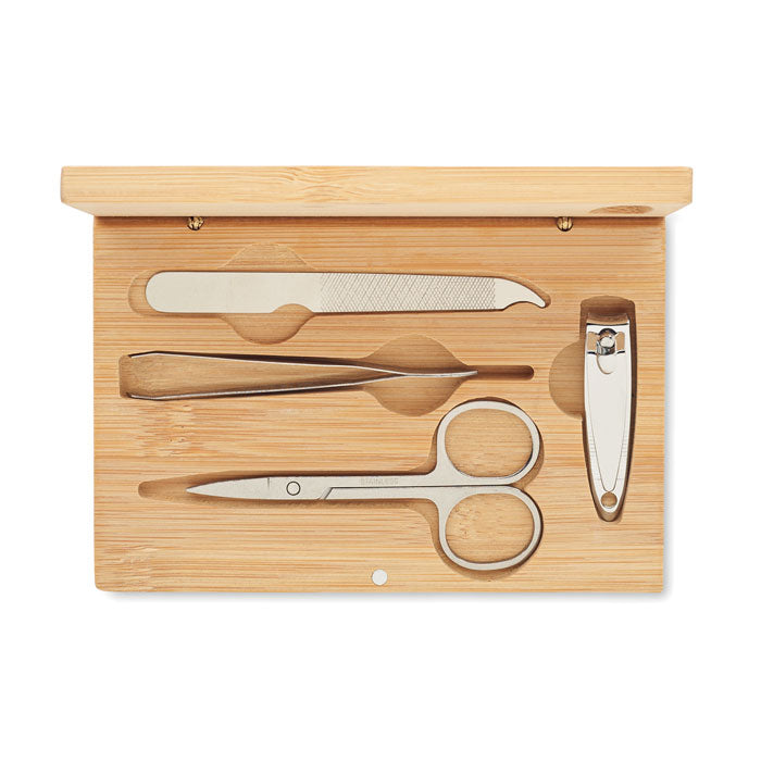 Manicure set in a bamboo case