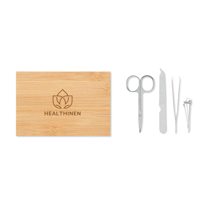 Manicure set in a bamboo case
