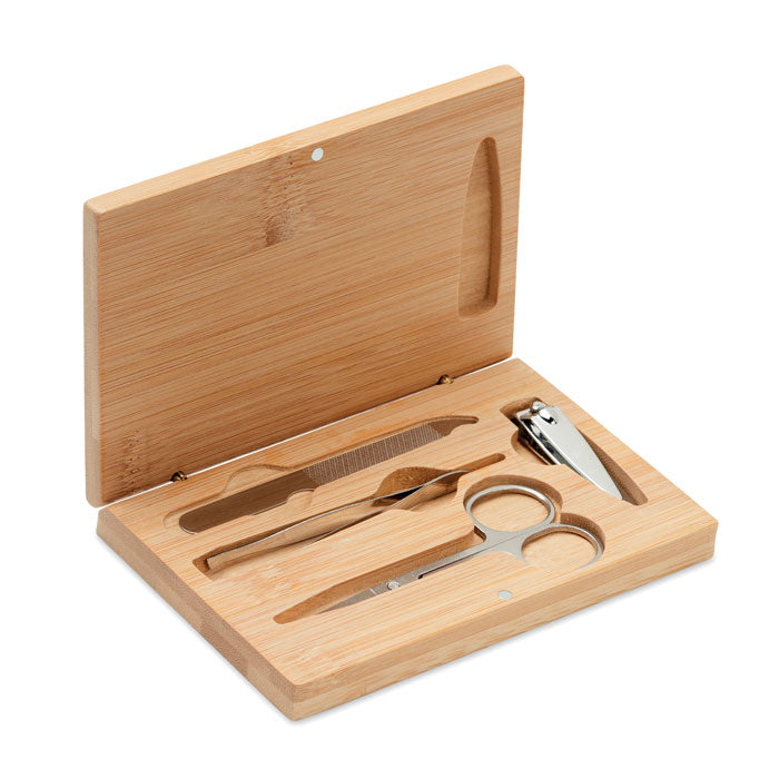 Manicure set in a bamboo case